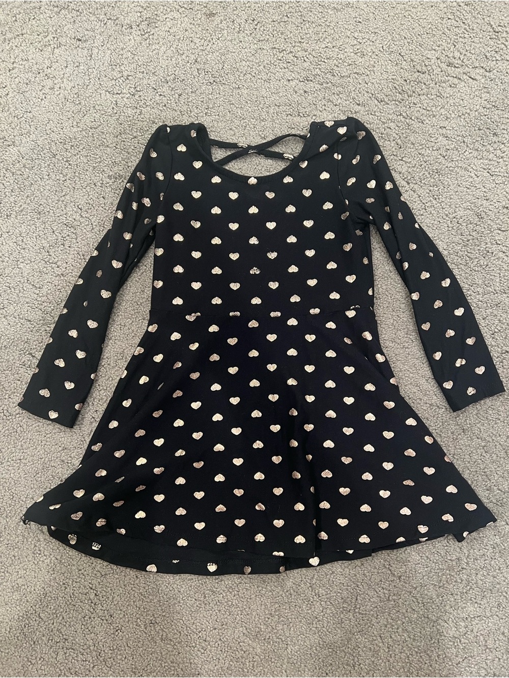 Black and Gold Hearts Skater Dress